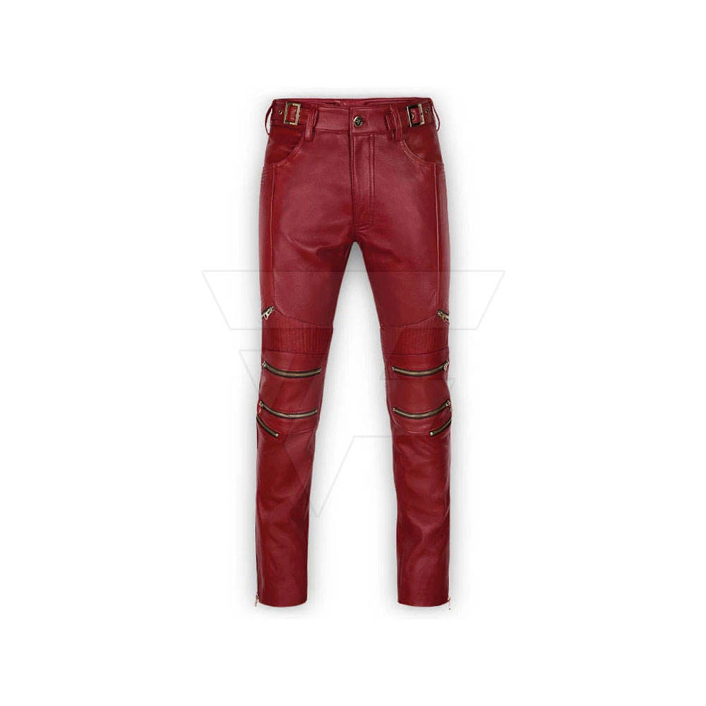 Men Leather Casual Pants Slim Fit Latest Style Fashion PU Leather Motorcycle Trousers Pants